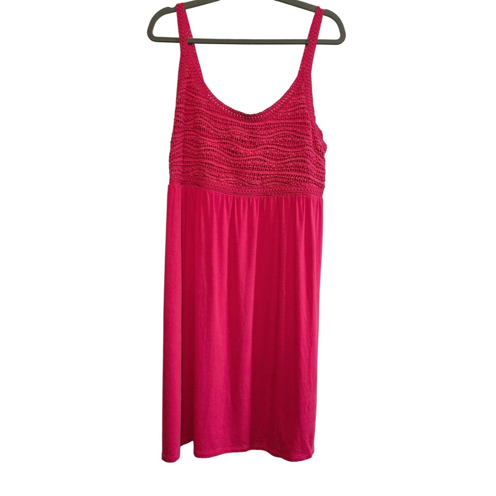 Merona Women Pink Crochet Bodice Smocked Back Sleeveless Jersey Nightdress XXL‎